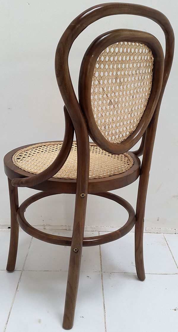 classic dining brown teak and natural rattan chair