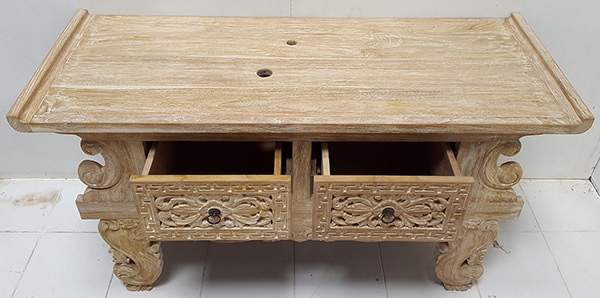 chinese wooden teak console with two drawers