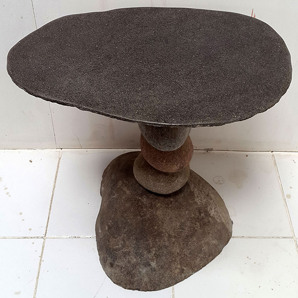 outdoor lava stone table