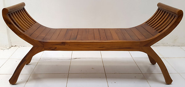 garden teak traditional bench with curved arms