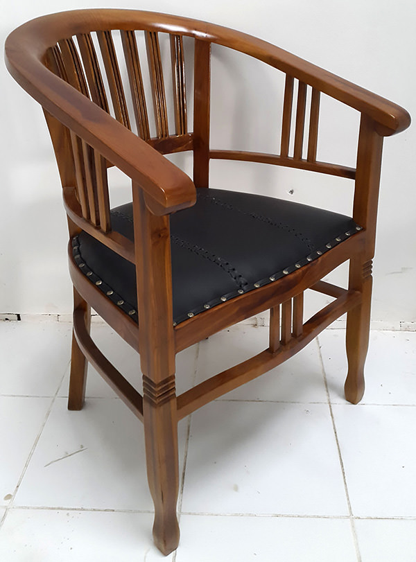 teak and leather armchair