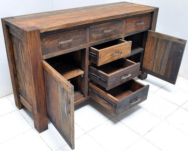 reclaimed teak buffet with recycled paint