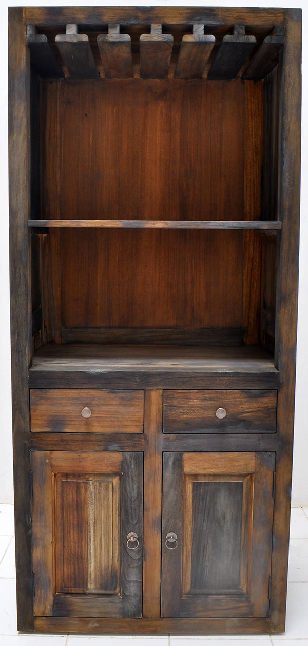 yakisugi teak burnt wood indoor wine cabinet