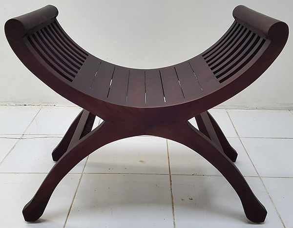 teak garden stool with curved arms