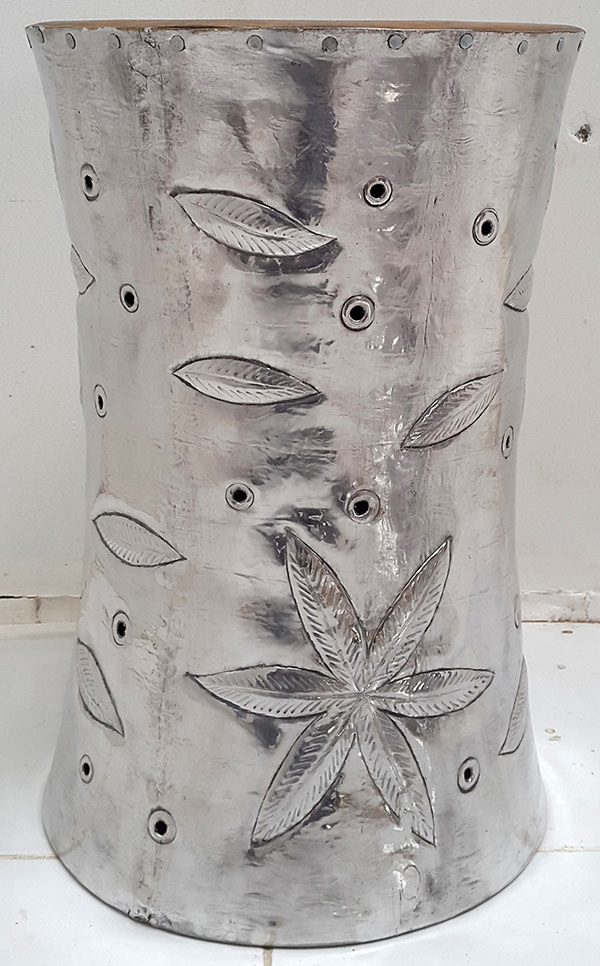 carved aluminium stool