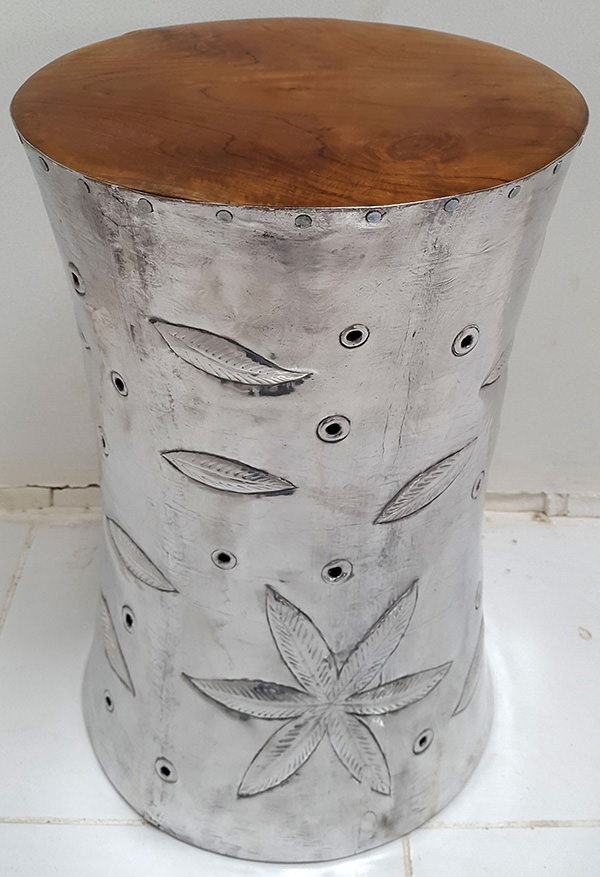 aluminium and solid teak stool