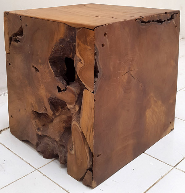 teak square block with natural shapes