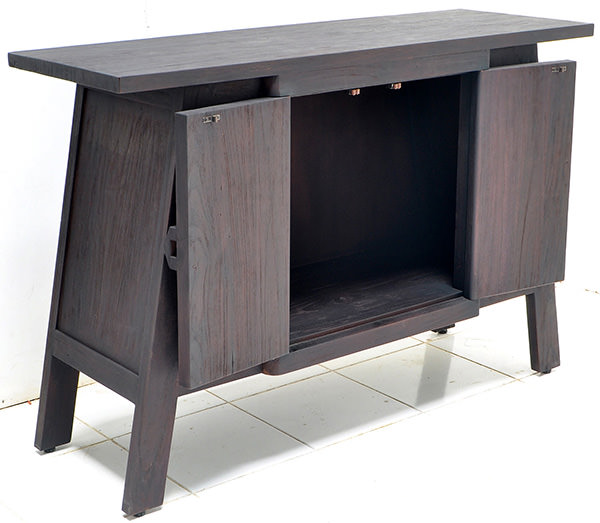 2-doors black rustic buffet with triple burnt furniture finish