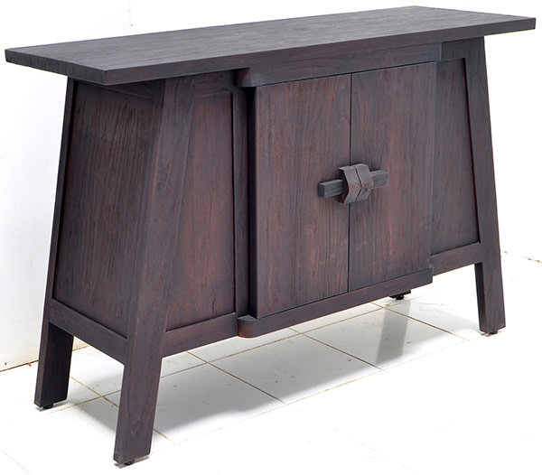 asian 2-doors black rustic buffet with triple burnt furniture finish