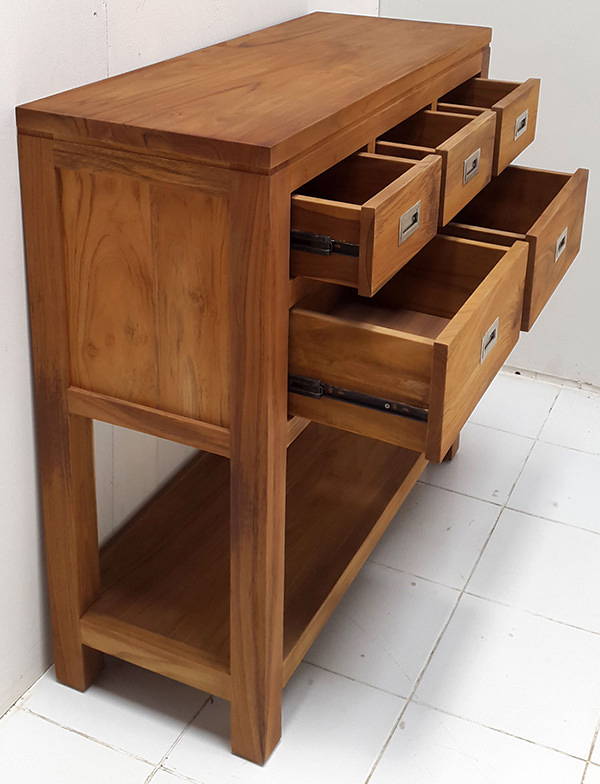 solid teak console table