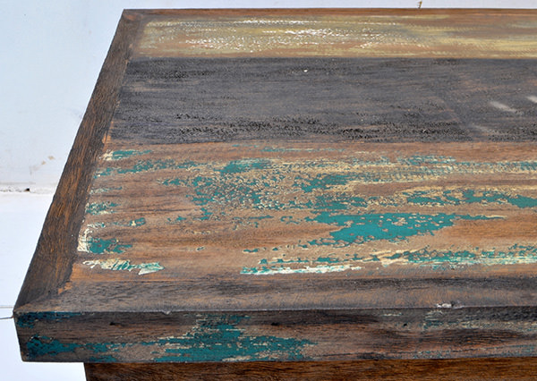 boat wood teak trunk with antique paint