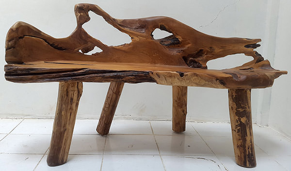 teakwood root bench with natural color
