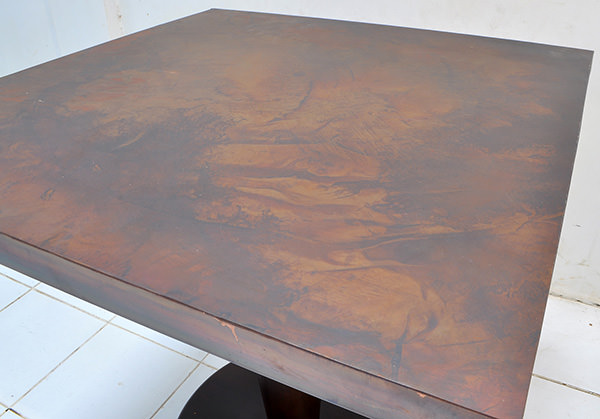 vintage square copper table with antique finish