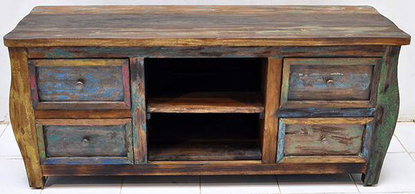 solid paint color antique teak tv stand