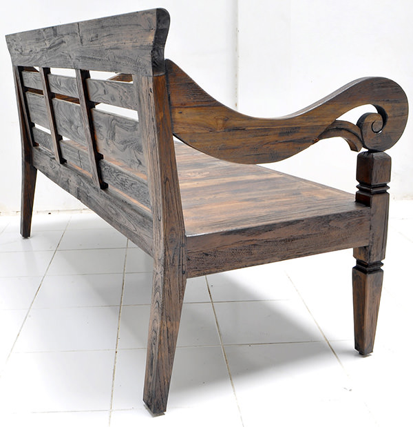 reclaimed teak bench