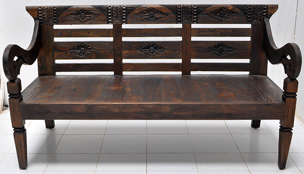 solid paint color antique teak bench