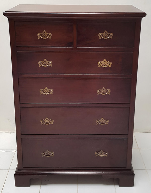 dark brown wooden rack with six drawers