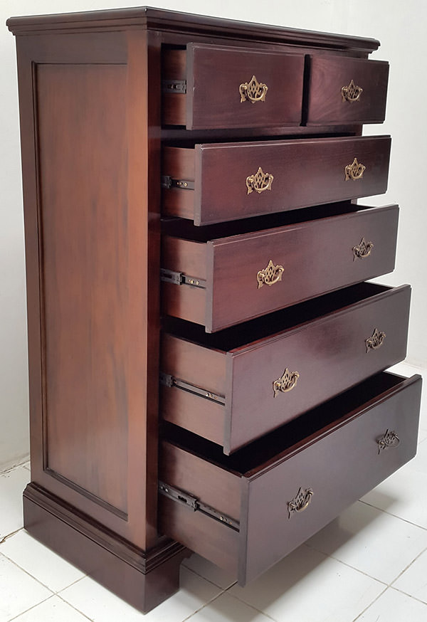 teak cabinet with 6 drawers