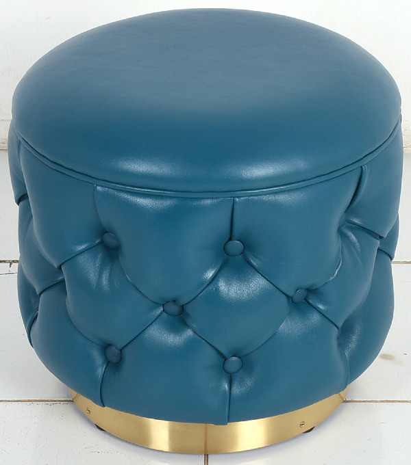 deep buttoner stool with brass leg