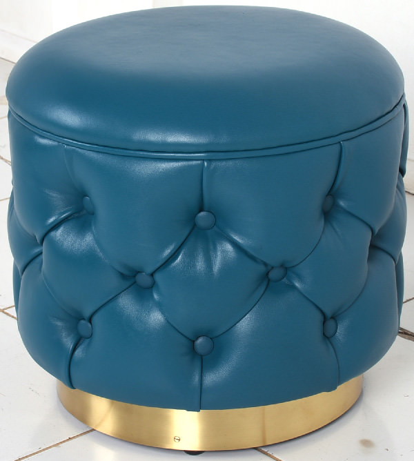 round deep buttoner stool with brass leg