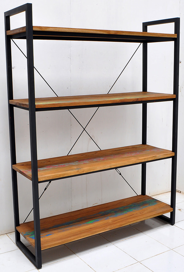 teak and iron book rack