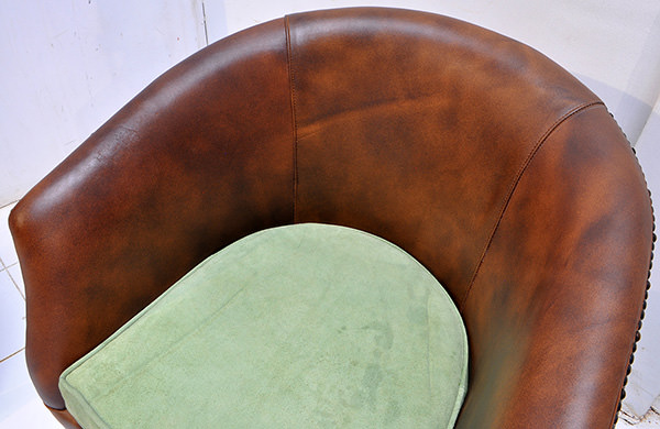 leather restaurant seat with velvet cushion