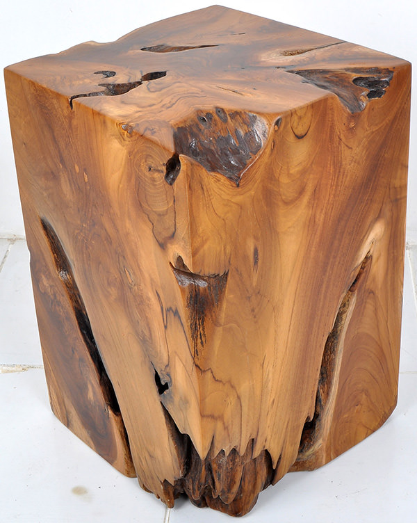 teak root square stool with natural shape