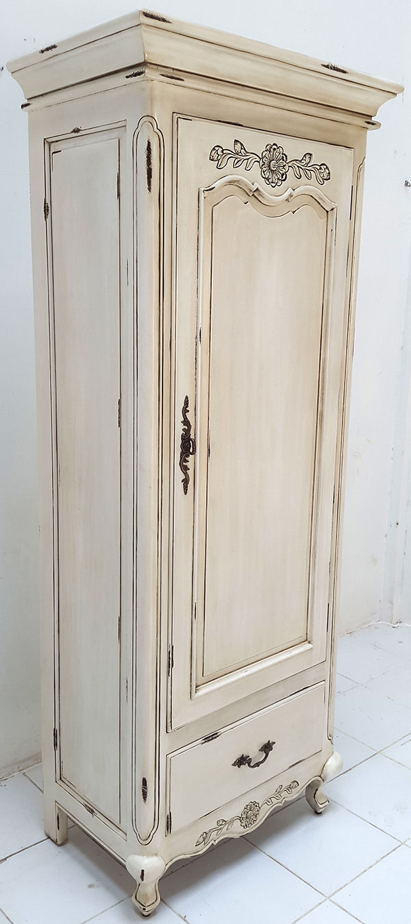 white mahogany wardrobe with carved ornements