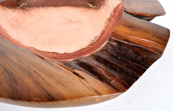 natural teak root bowl with copper insert home accessories