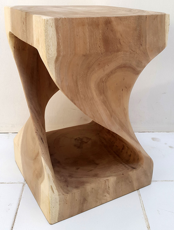 natural suar wooden twisted stool