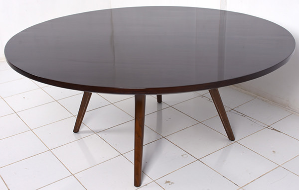solid teak restaurant round dining table with glossy coating