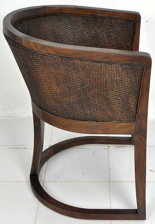 indoor Scandinavian dining chair with brown rattan