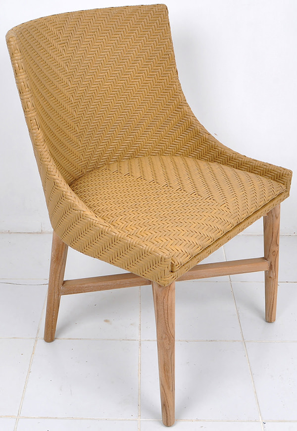 Scandinavian outdoor armchair with wooden legs