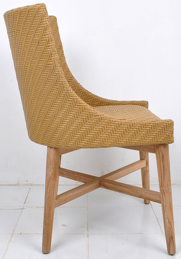 Scandinavian outdoor armchair with teak wooden legs