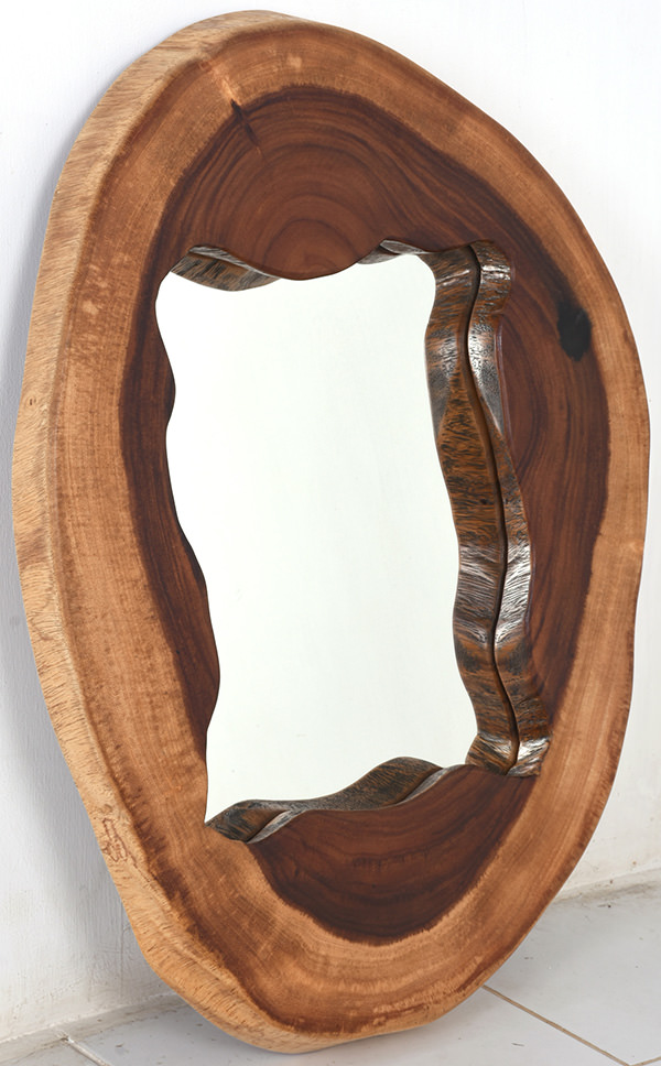 natural rain tree wooden mirror
