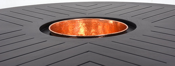 creative outdoor table top with champagne copper bucket