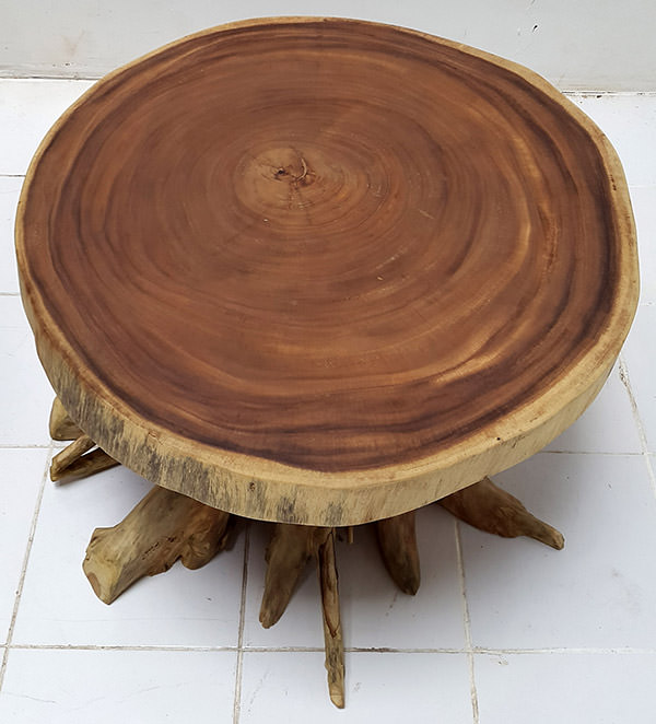 wooden round coffee table