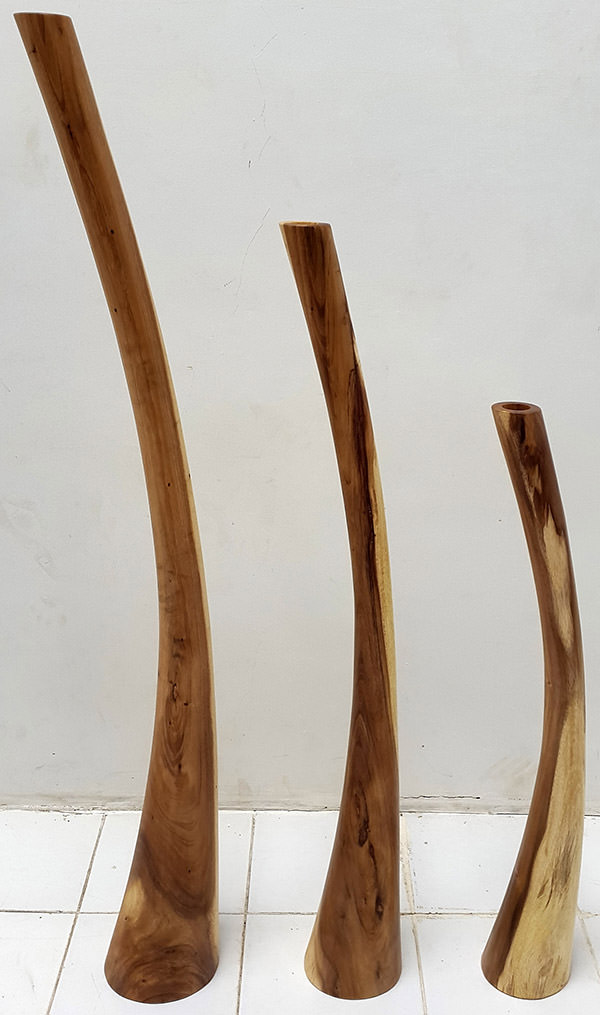 set of 3 wooden standing deco