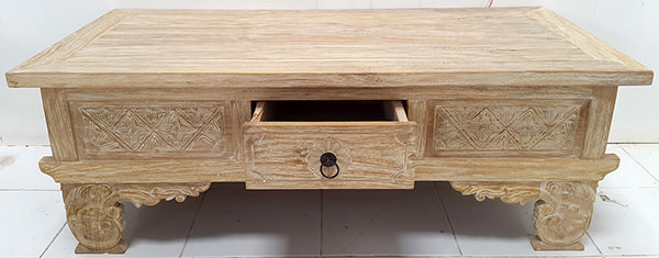 carved traditional teak coffee table
