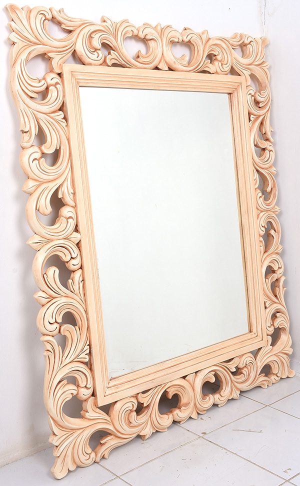 hand carved mahogany wooden mirror