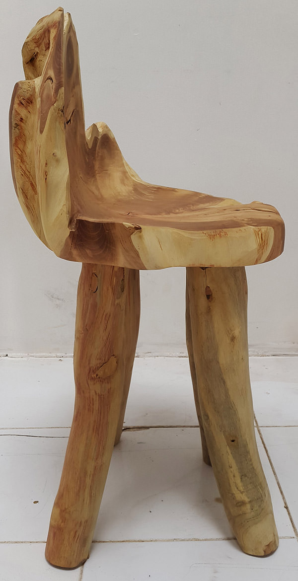natural suar bar chair with organic shapes