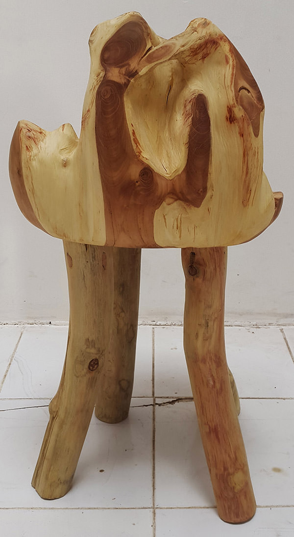 natural suar bar chair with organic shapes and natural finish