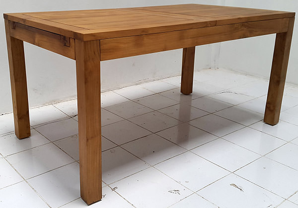 outside teak extendable table with natural stain