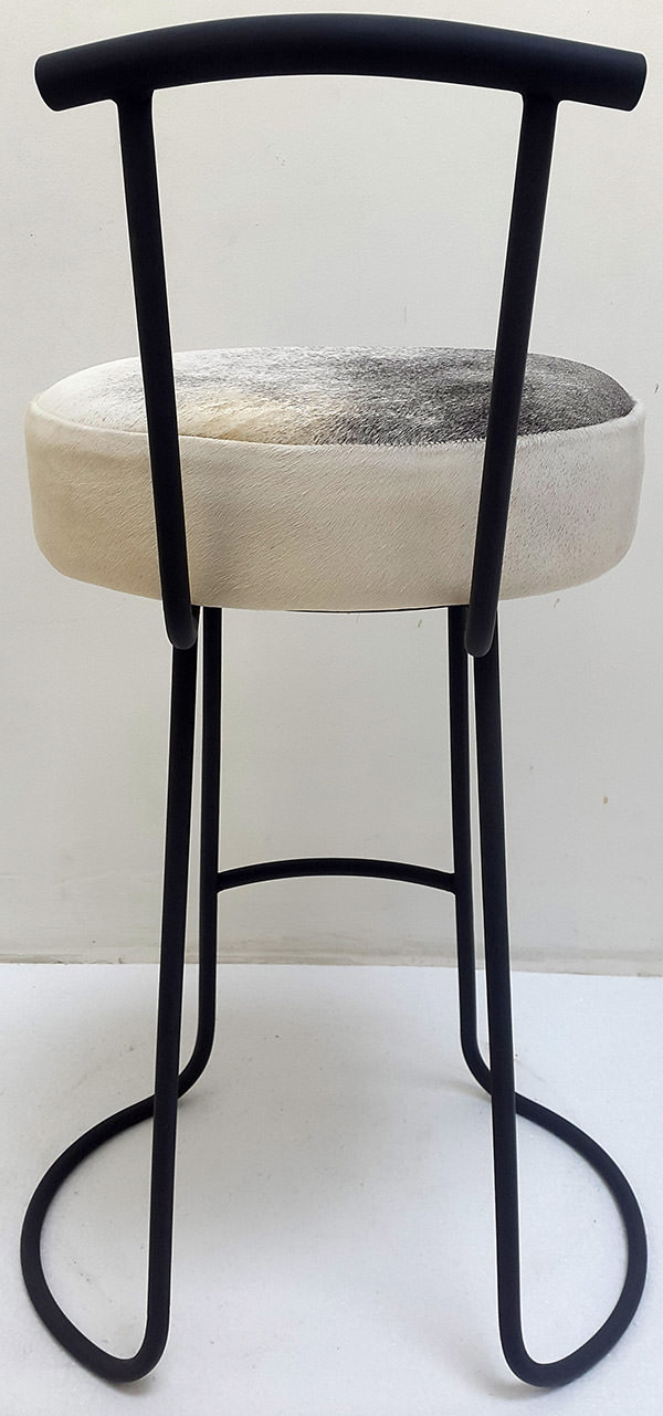 bar chair with lamb skin seat and black powder coated iron legs