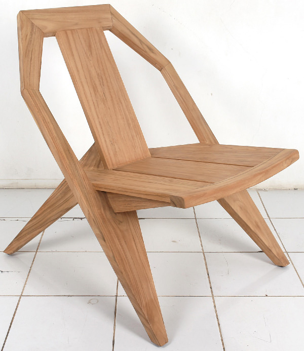 Scandinavian teak garden chair without cushion