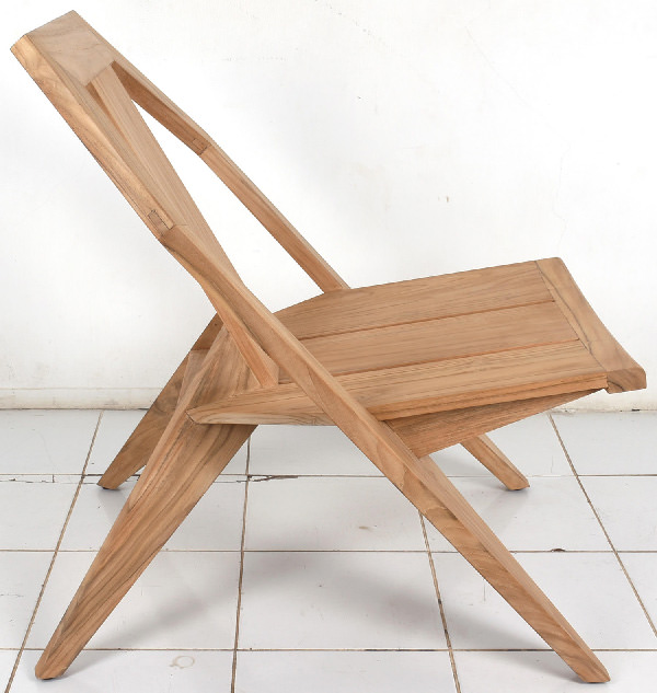 natural Scandinavian teak garden chair without cushion