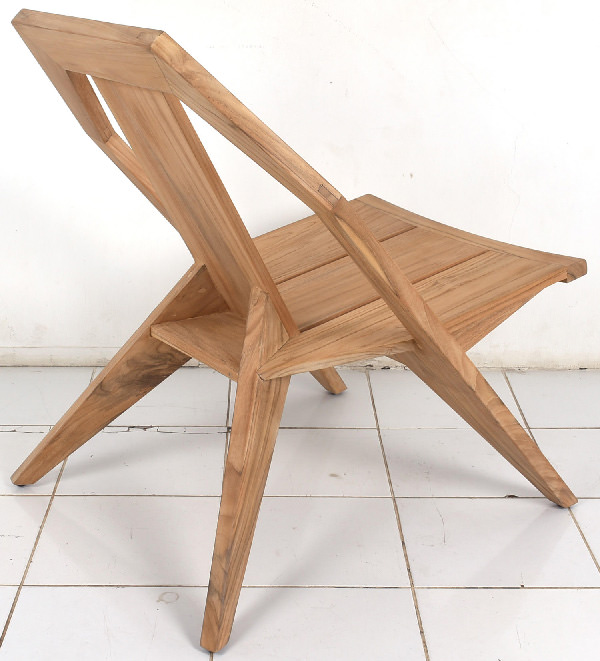 natural Scandinavian design teak garden chair without cushion