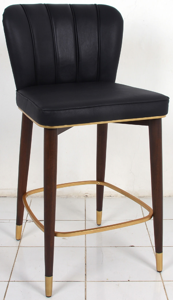 bar stool with genuine Italian leather brass