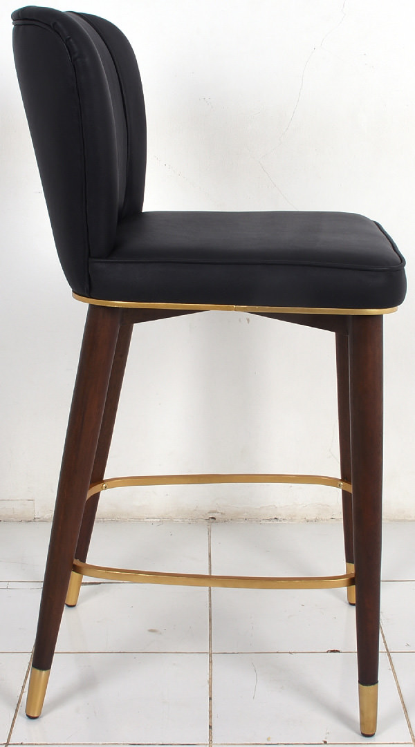 bar stool with genuine leather brass