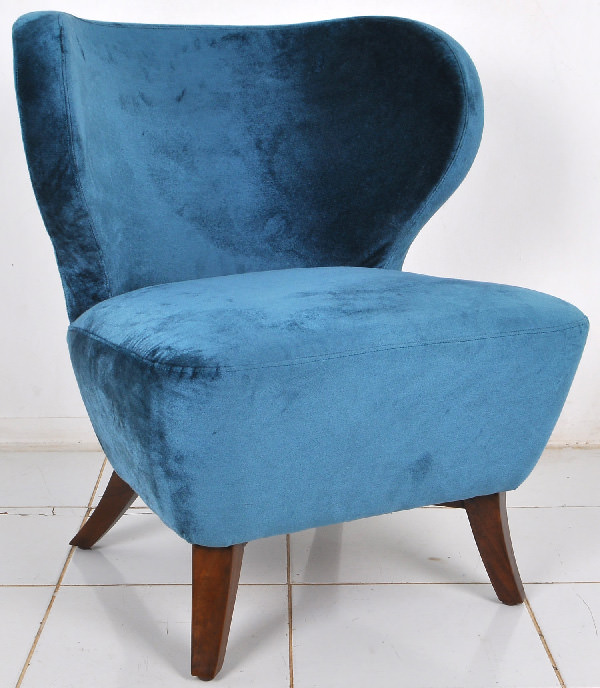 blue velvet back lounge seat